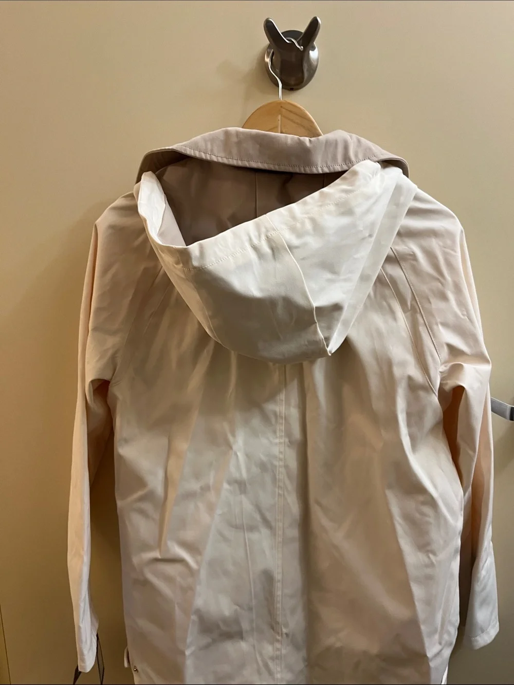 NWT Kate Spade cashew milk zip front patch pocket trench removable hood size M